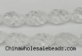 CFG56 15.5 inches 10*16mm carved rice white crystal gemstone beads