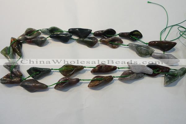 CFG564 15.5 inches 14*28mm carved trumpet flower Indian agate beads