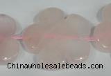 CFG653 15.5 inches 30mm carved flower rose quartz beads