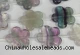 CFG660 15.5 inches 15mm carved flower fluorite gemstone beads