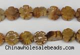 CFG69 15.5 inches 10mm carved flower yellow tiger eye gemstone beads