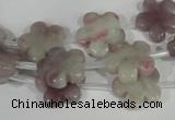 CFG690 15.5 inches 15mm carved flower lilac jasper beads