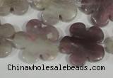 CFG691 15.5 inches 20mm carved flower lilac jasper beads