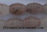 CFG751 15.5 inches 15*20mm carved rice natural pink quartz beads