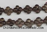 CFG76 15.5 inches 11*11mm carved flower smoky quartz beads