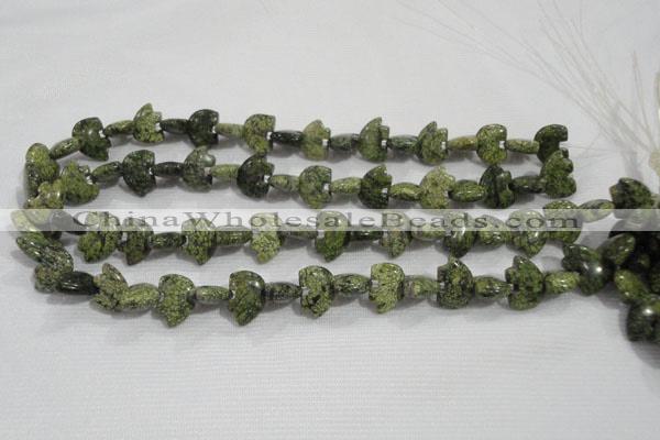 CFG769 15.5 inches 10*15mm carved animal green lace gemstone beads
