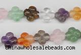 CFG77 15.5 inches 11*11mm carved flower mixed gemstone beads