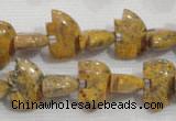 CFG775 15.5 inches 10*15mm carved animal leopard jasper beads