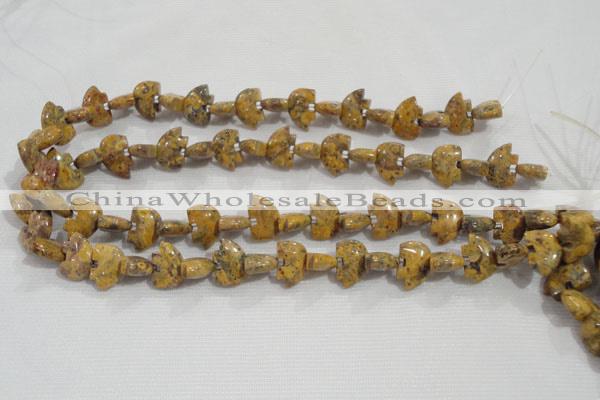CFG775 15.5 inches 10*15mm carved animal leopard jasper beads