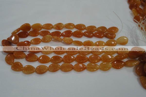 CFG817 12.5 inches 15*20mm carved leaf red aventurine beads wholesale