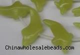 CFG854 Top-drilled 12*25mm carved animal yellow jade beads