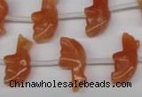 CFG858 Top-drilled 10*20mm carved animal red aventurine beads