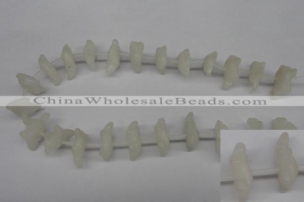 CFG865 Top-drilled 14*20mm carved animal white jade gemstone beads