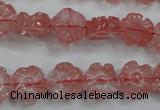 CFG884 15.5 inches 12mm carved flower cherry quartz beads