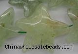 CFG920 30*33mm faceted & carved star green rutilated quartz beads