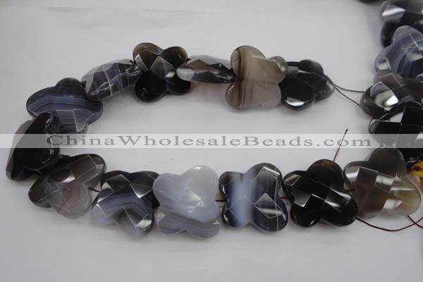 CFG951 30*33mm faceted & carved butterfly grey botswana agate beads