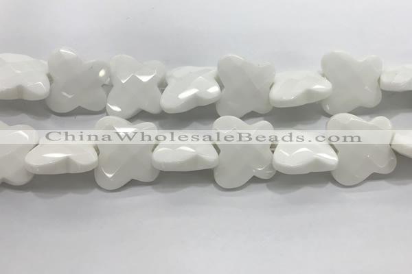 CFG972 15.5 inches 30*33mm carved butterfly white porcelain beads