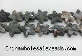 CFG984 15.5 inches 33*33mm carved star eagle eye jasper beads