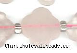 CFG990 15 inches 16mm - 17mm carved flower rose quartz beads