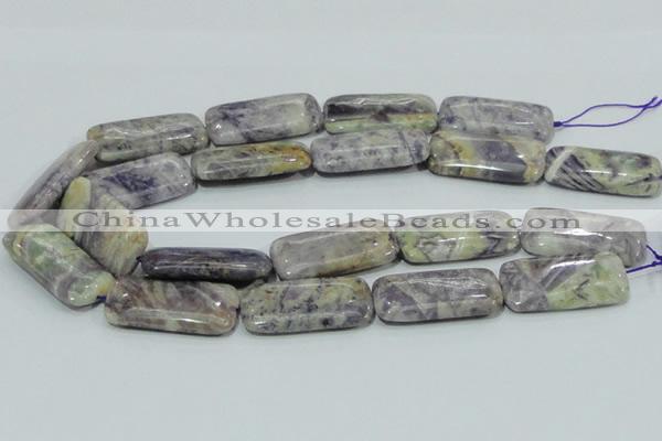CFJ09 15.5 inches 20*40mm rectangle natural purple flower stone beads