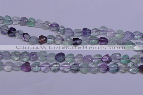 CFL1052 15 inches 10*10mm heart natural fluorite gemstone beads