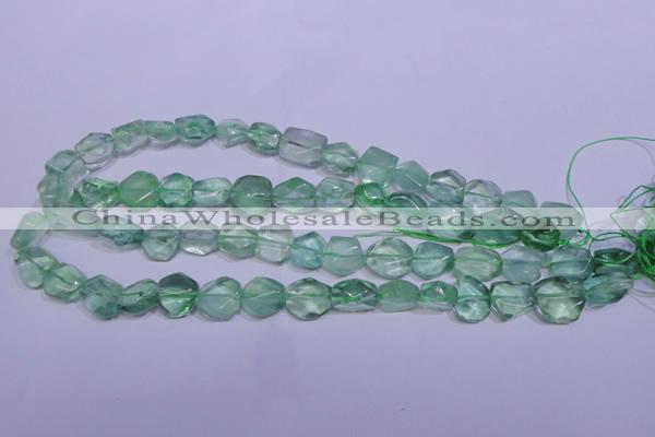 CFL1083 15 inches 10*13mm faceted nuggets green fluorite beads