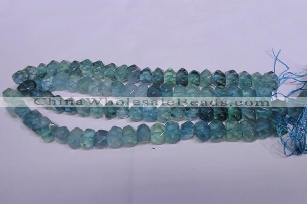 CFL1088 15 inches 9*14mm faceted nuggets blue fluorite beads