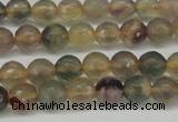 CFL1111 15.5 inches 6mm faceted round yellow fluorite gemstone beads