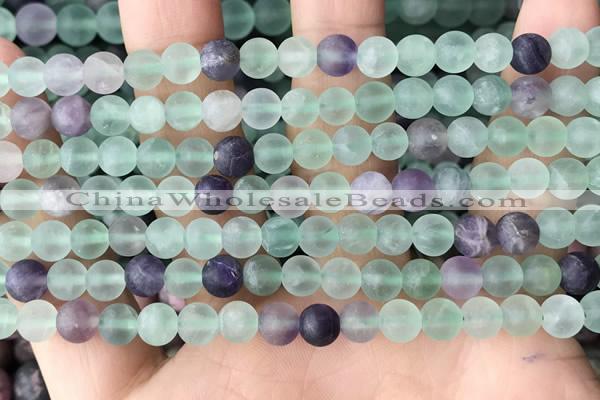 CFL1146 15.5 inches 6mm round matte fluorite beads wholesale
