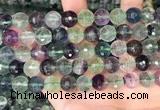 CLF1157 15.5 inches 10mm faceetd round fluorite gemstone beads