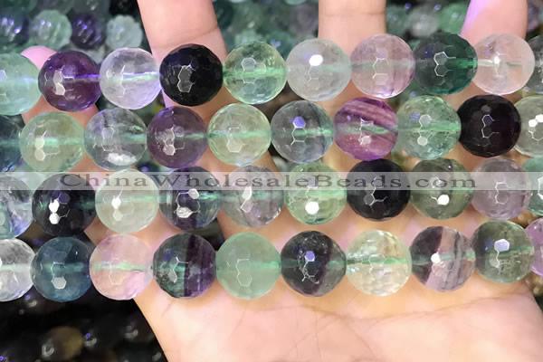 CLF1158 15.5 inches 12mm faceetd round fluorite gemstone beads