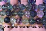 CLF1159 15.5 inches 14mm faceetd round fluorite gemstone beads