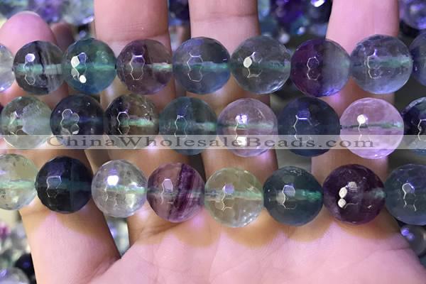 CLF1159 15.5 inches 14mm faceetd round fluorite gemstone beads