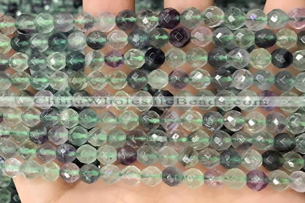 CLF1161 15.5 inches 6mm faceetd round fluorite gemstone beads