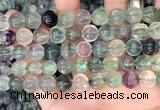 CLF1168 15.5 inches 10mm carved round fluorite gemstone beads