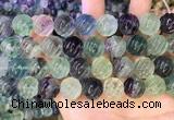 CLF1170 15.5 inches 14mm carved round fluorite gemstone beads