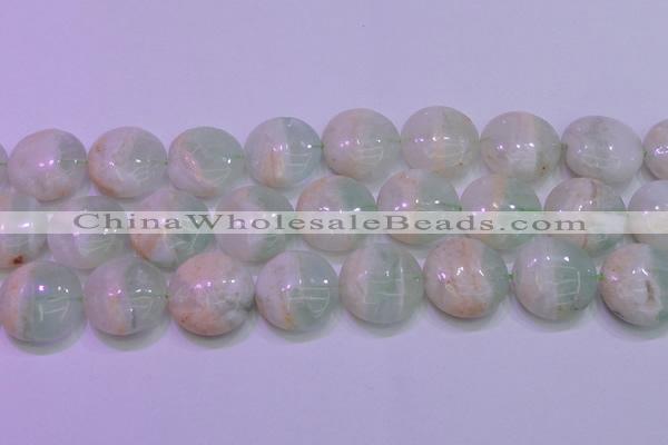 CFL1214 15.5 inches 25mm flat round green fluorite gemstone beads