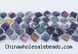 CFL1230 15.5 inches 12mm faceted diamond fluorite beads