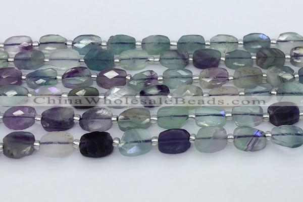 CFL1232 15.5 inches 8*10mm faceted rectangle fluorite beads