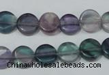 CFL163 15.5 inches 12mm coin natural fluorite beads wholesale