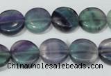 CFL164 15.5 inches 14mm coin natural fluorite beads wholesale