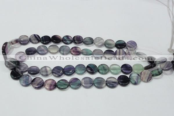 CFL164 15.5 inches 14mm coin natural fluorite beads wholesale