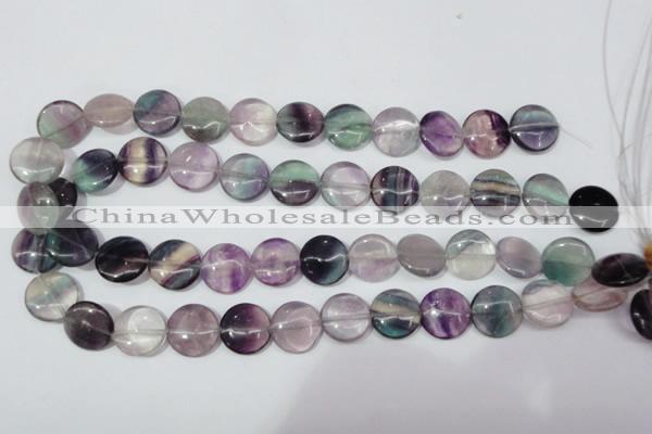 CFL165 15.5 inches 16mm flat round natural fluorite beads wholesale