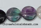 CFL167 15.5 inches 20mm flat round natural fluorite beads wholesale