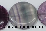 CFL170 15.5 inches 35mm flat round natural fluorite beads wholesale