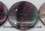 CFL171 15.5 inches 40mm flat round natural fluorite beads wholesale