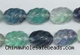 CFL306 15.5 inches 12*16mm carved rice natural fluorite beads