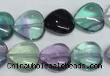 CFL317 15.5 inches 15*15mm heart natural fluorite beads wholesale