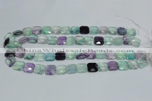 CFL319 15.5 inches 14*14mm faceted square natural fluorite beads