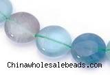 CFL44 14*14mm B grade flat round natural fluorite bead wholesale